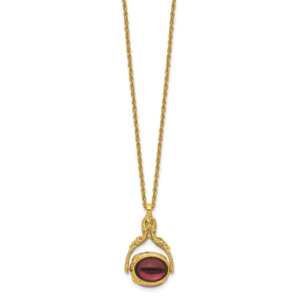 1928 Gold-tone 3-sided Spinner Glass and Flower 30in Necklace